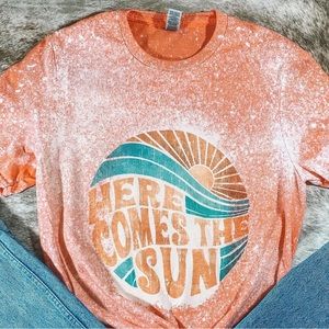 Here Comes The Sun Bleach Dye Graphic Tee